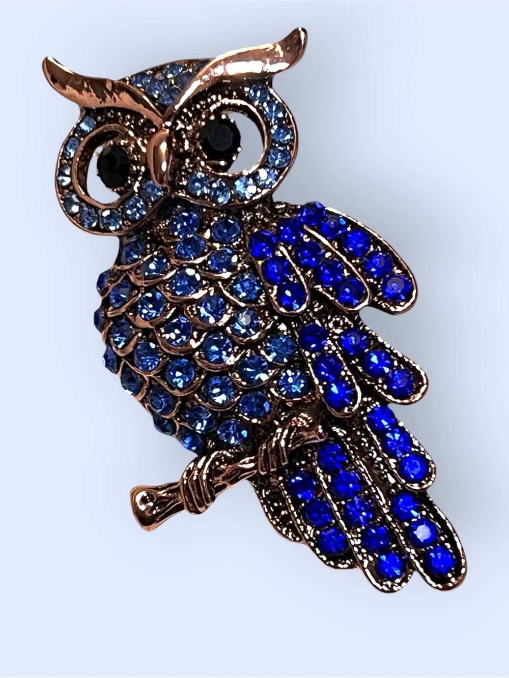 Blue Crystal Owl Brooch